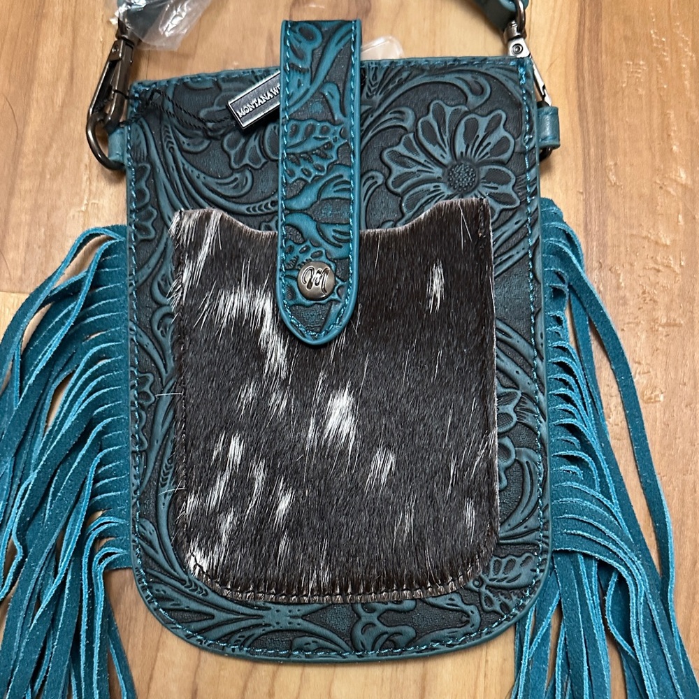 Montana West Turquoise and Black Floral Crossbody Bag